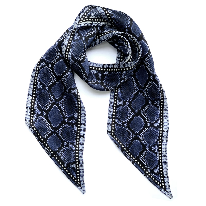 Snakeskin Silk Neck Scarf Blue Ingmarson Wolf Badger