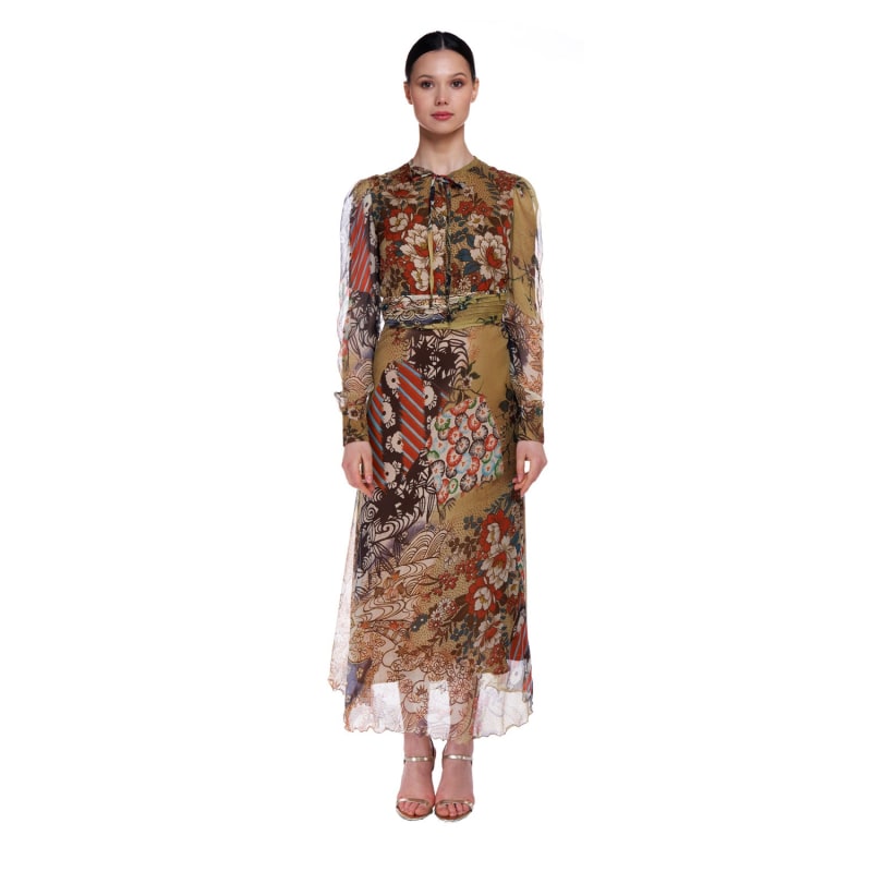 Thumbnail of Long Olive Patterned Dress image