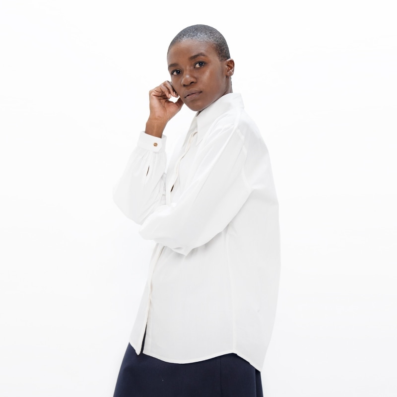 Thumbnail of Prague Organic Cotton Poplin Collar Shirt In Cloud White image