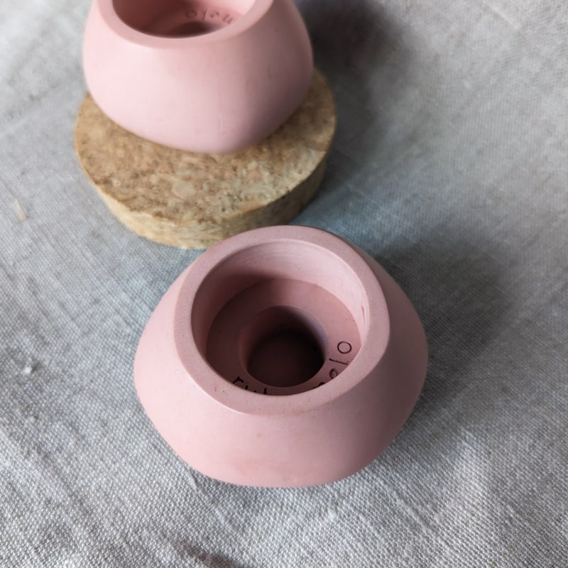 Thumbnail of Votsalo Concrete Candle Holder Set Of Two For Tealights And Dinner Candles - Cinnamon Rose image