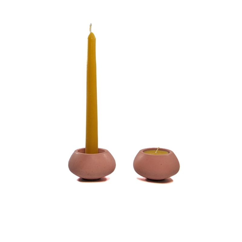 Thumbnail of Votsalo Concrete Candle Holder Set Of Two For Tealights And Dinner Candles - Cinnamon Rose image