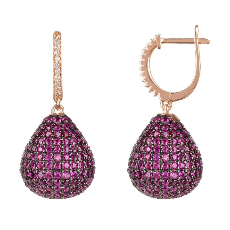 Thumbnail of Valerie Pear Drop Gemstone Earring Rosegold Ruby image