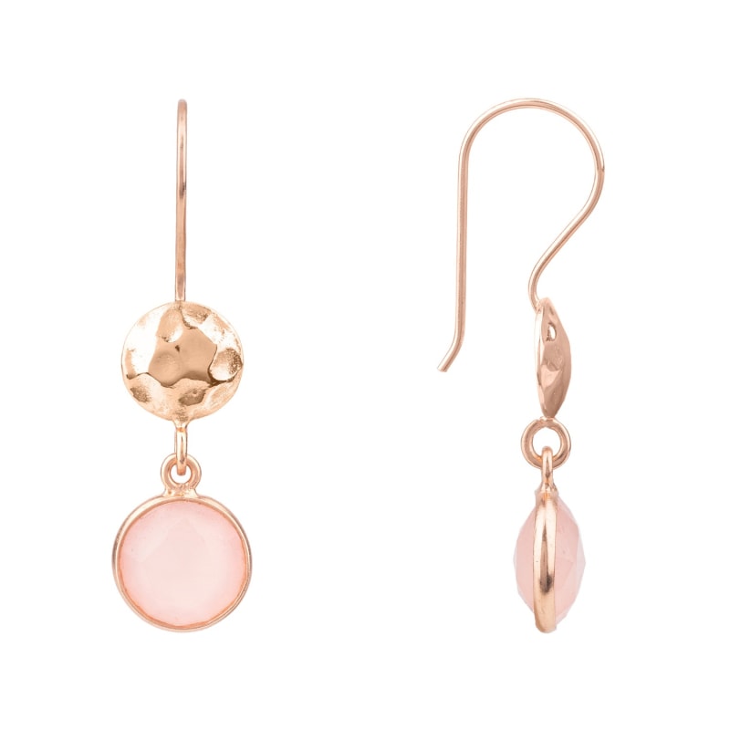 Thumbnail of Circle & Hammer Drop Earrings Rosegold Rose Quartz image