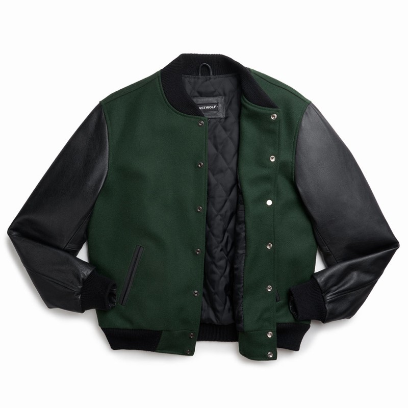 GREEN LEATHER VARSITY