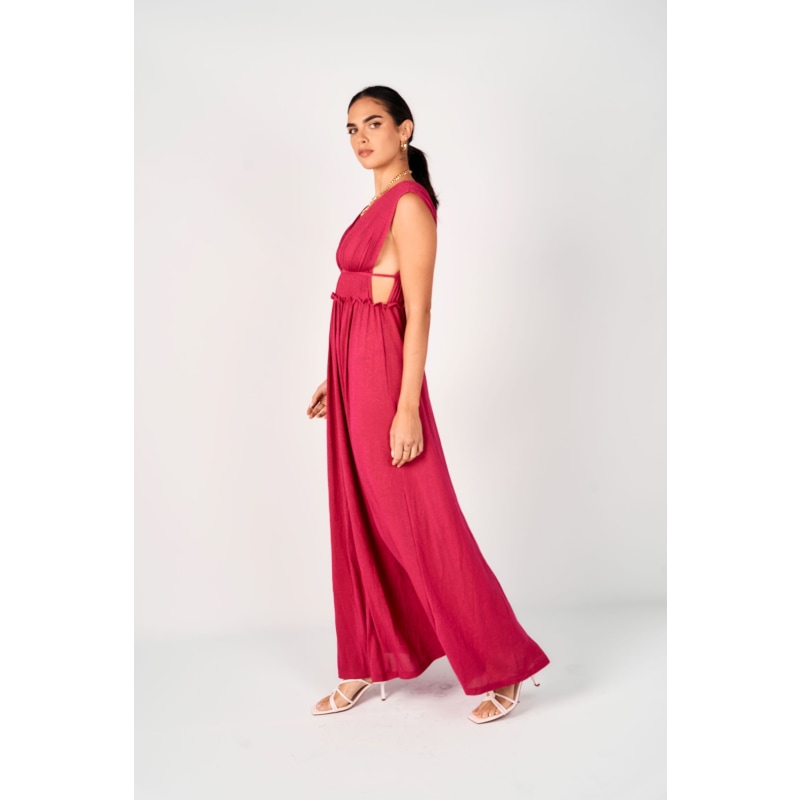 Pink Athena Women's Maxi Dress Athena One Shoulder Cape