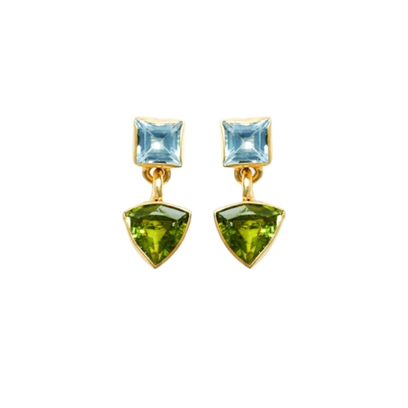 Thumbnail of Art Deco Blue Topaz & Peridot Earrings image