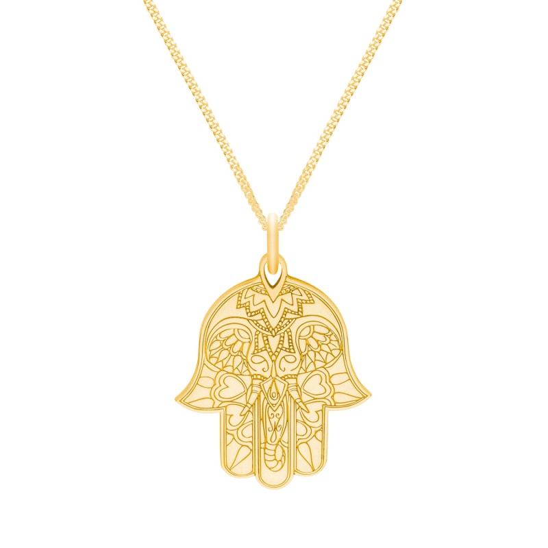 Thumbnail of Small Gold Hamsa Hand Pendant Necklace image