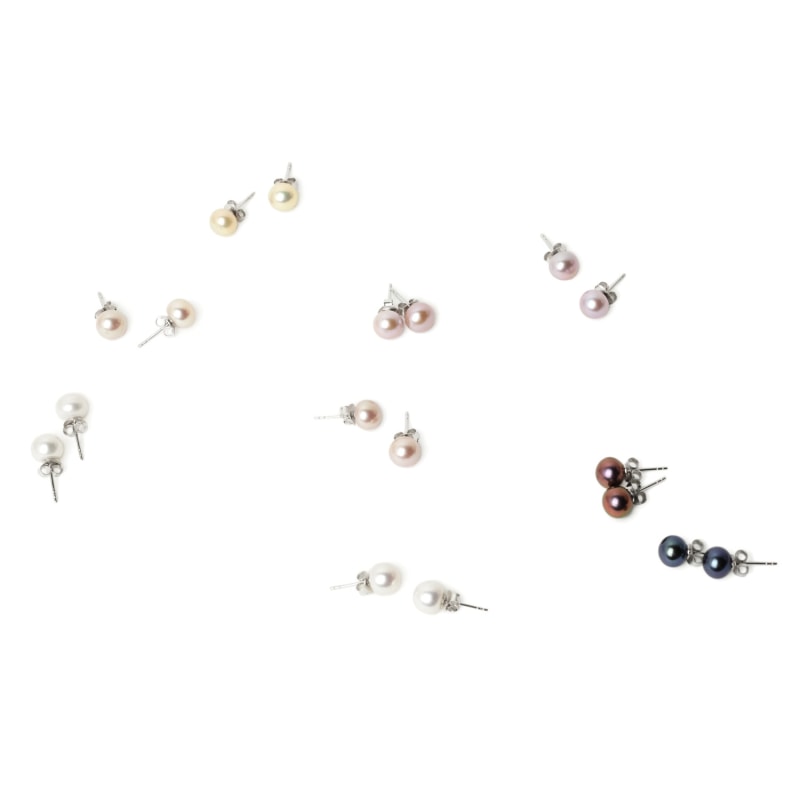 Thumbnail of Classic Only Pearl Pink Earrings White Gold image