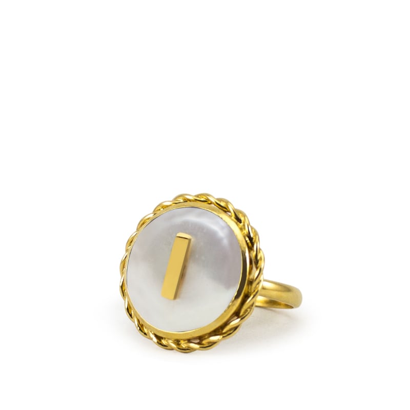 Thumbnail of Moonglow Gold-Plated Initial I Pearl Ring image