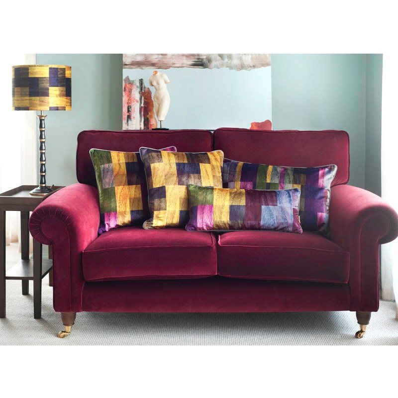 Thumbnail of Indigo Chartreuse Parquet Velvet Cushion image