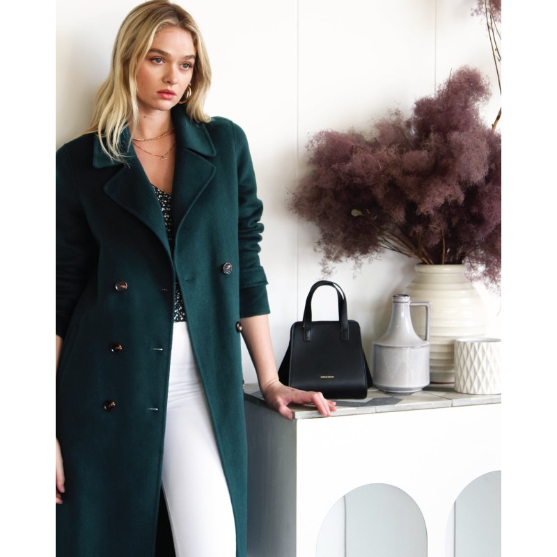 Belted green coat on sale