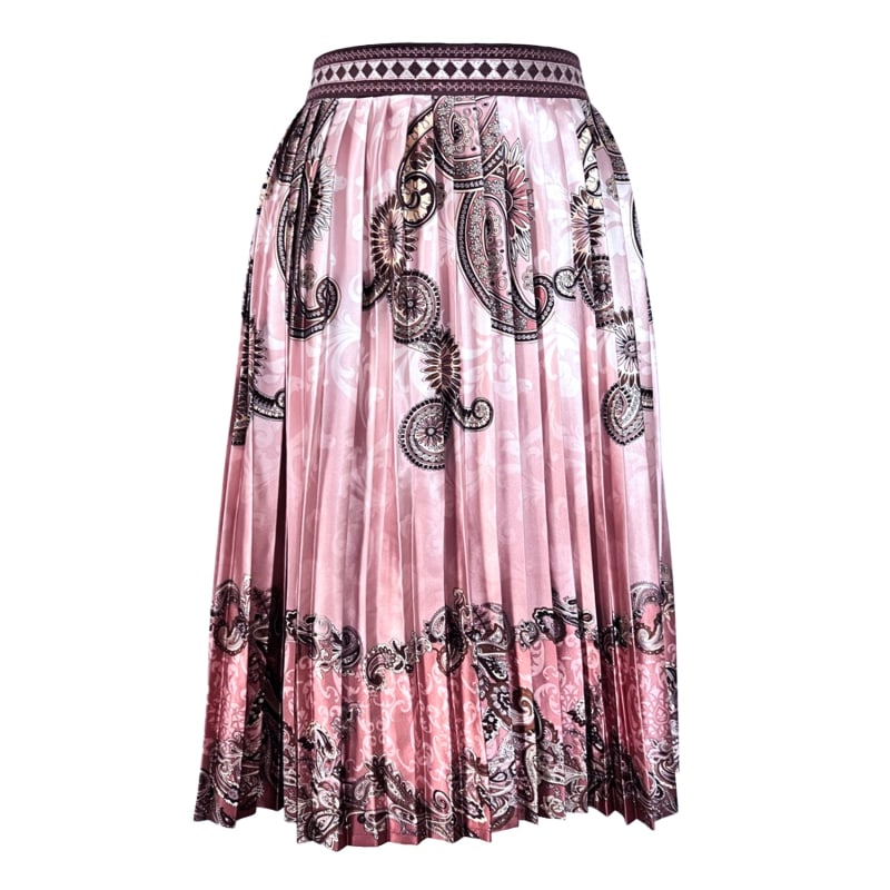 Embroidered Pleated Scarf Midi Skirt In Pink & White | L2R THE LABEL | Wolf  & Badger