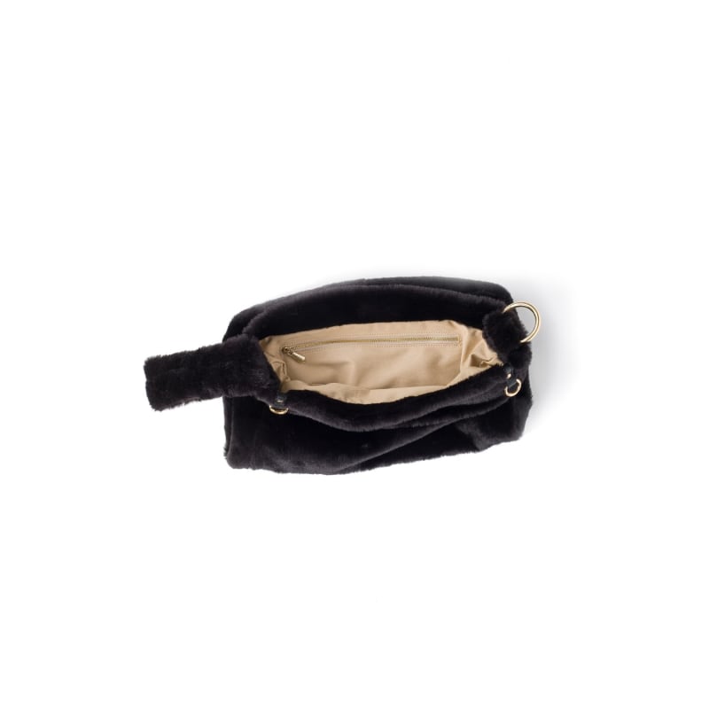 Thumbnail of Ambriosa Vegan Apple Leather Faux Fur Shoulder Bag Black image