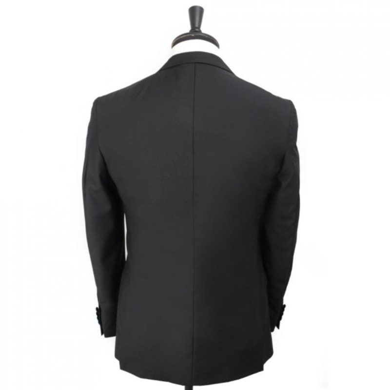 Double Breasted Slim Fit Tuxedo White with Black Satin Peak Lapel main image 1