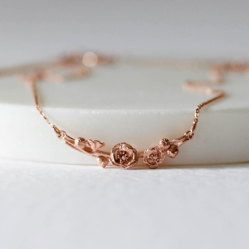 Thumbnail of Poppy & Poppy Seedpod Necklace - Rose Gold image