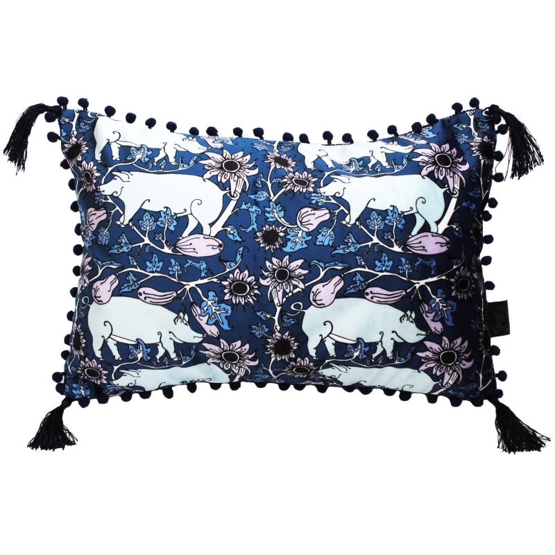 Thumbnail of The Country Pig Blue Rectangle Cushion image