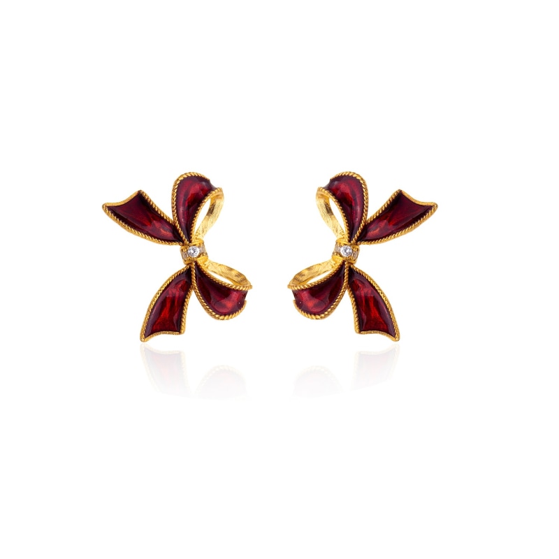 Thumbnail of Red Bow Earrings image