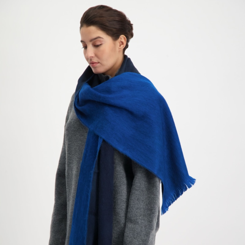Thumbnail of Double Scarf/Shawl Azure & Royal Blue Alpaca Wool image