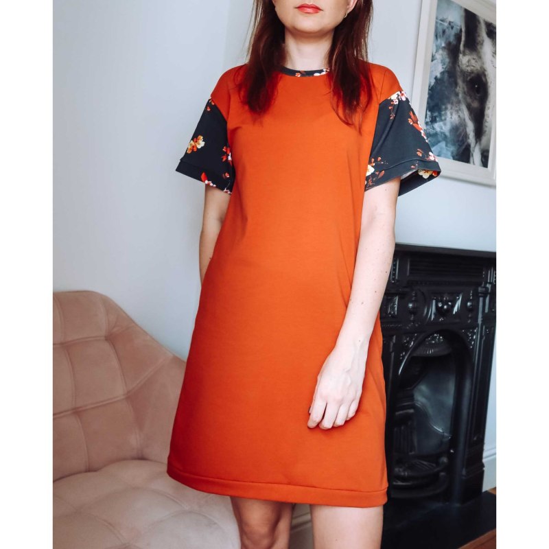 Rust Cotton T Shirt Dress Sophie Cameron Davies Wolf Badger