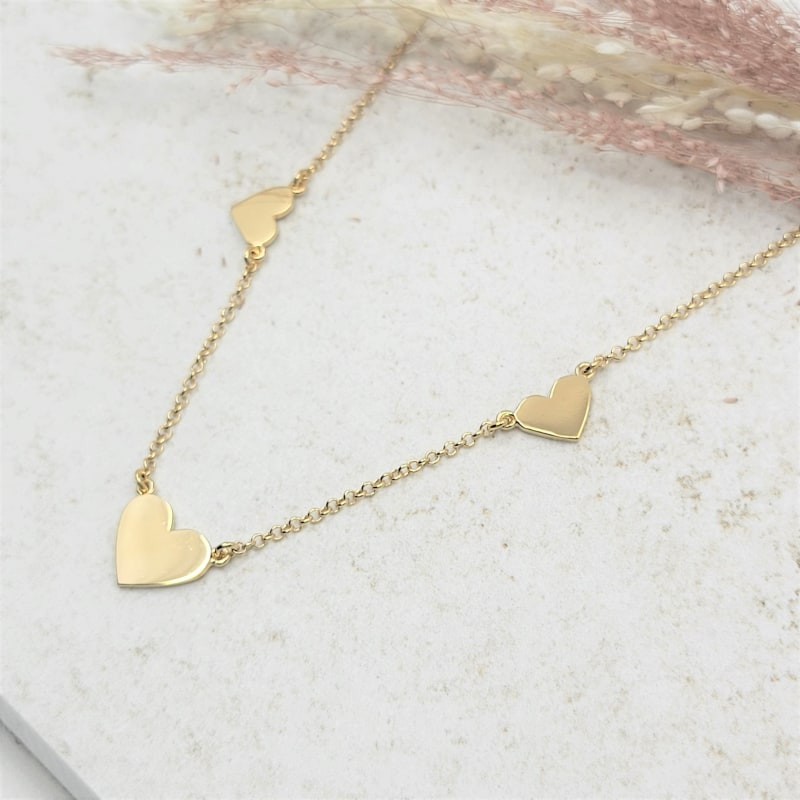 Thumbnail of Three Hearts Necklace-Gold image