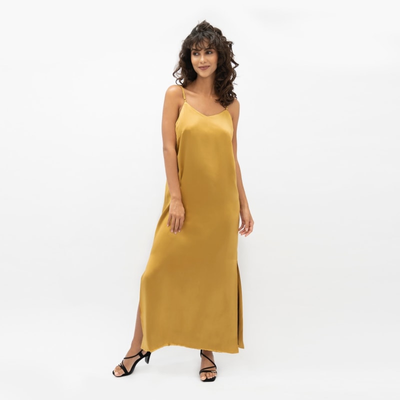 Thumbnail of Calabar Silk Slip Dress In Yellow Mimosa image