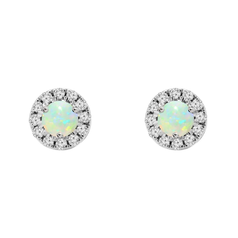 Thumbnail of Birthstone Halo Earrings - Opal image