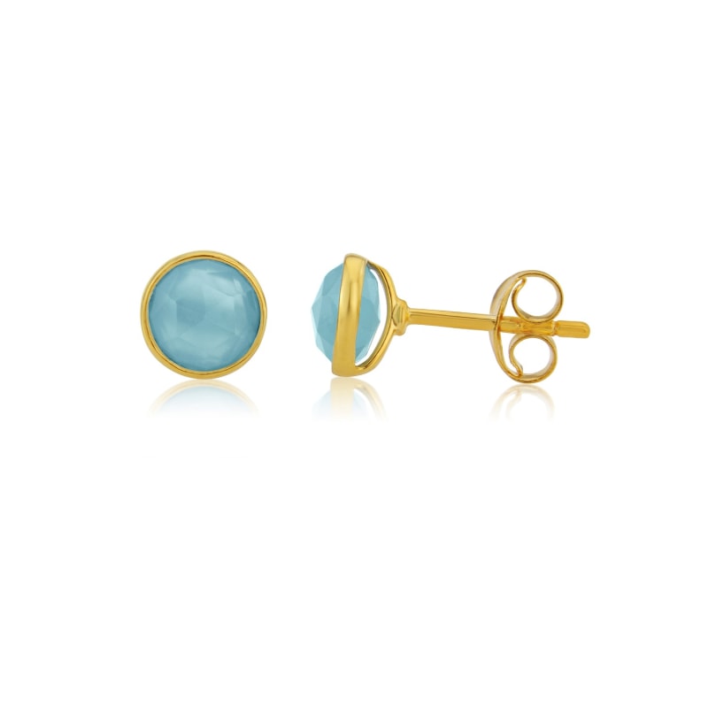 Thumbnail of Savanne Gold Vermeil & Blue Chalcedony Stud Earrings image