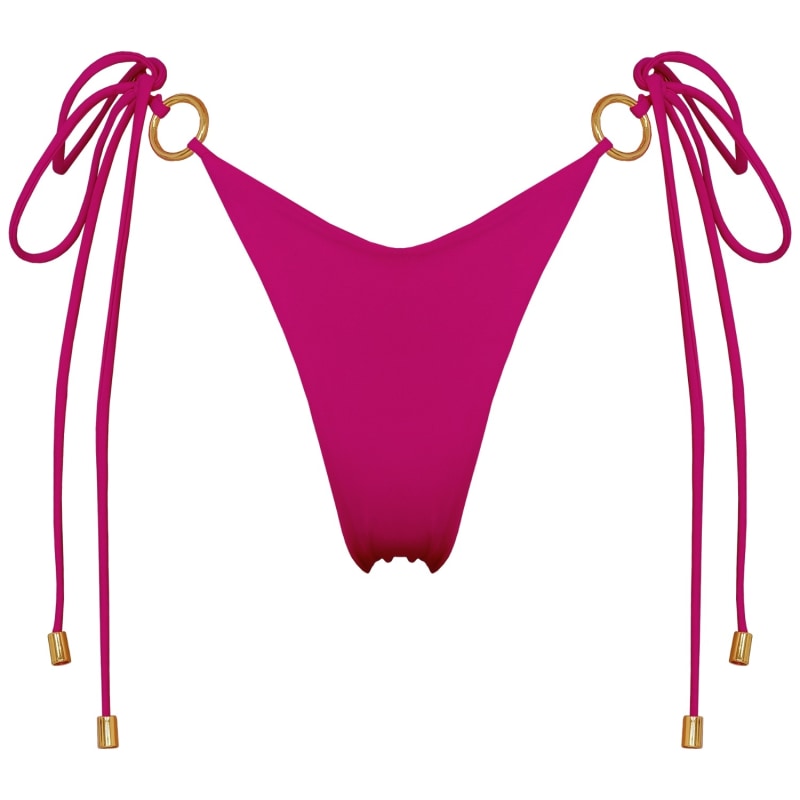 Thumbnail of Henoria Double Layered Seamless Bikini Bottom With Golden Ring Details In Pink image