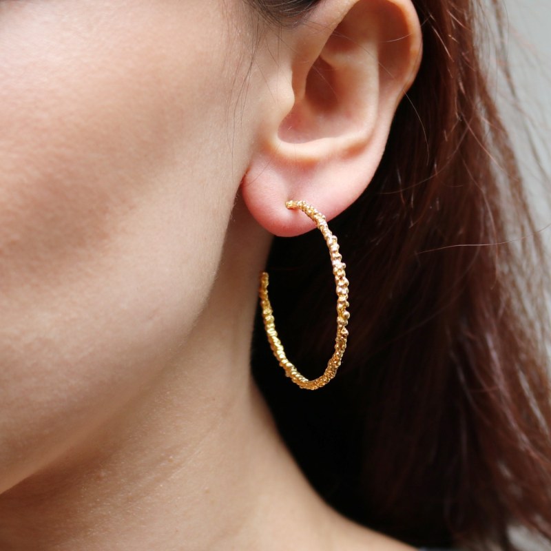 Thumbnail of Vermeil Bubbled Hoop Earrings image