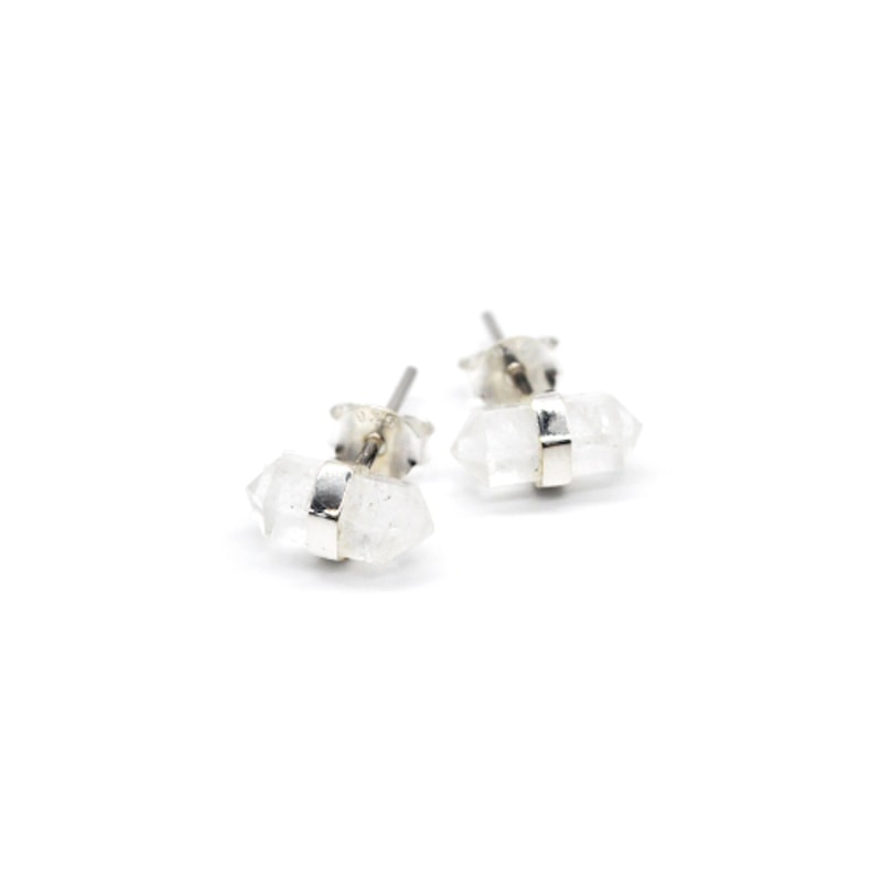 Eve Silver Crystal Quartz Stud Earrings Hobo And Hatch Wolf Badger