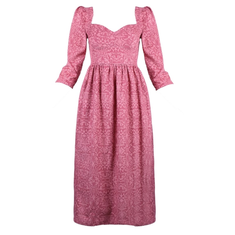 Thumbnail of Violet Midi Dress With Sweetheart Neck In Baroque Rose Cotton Cord image