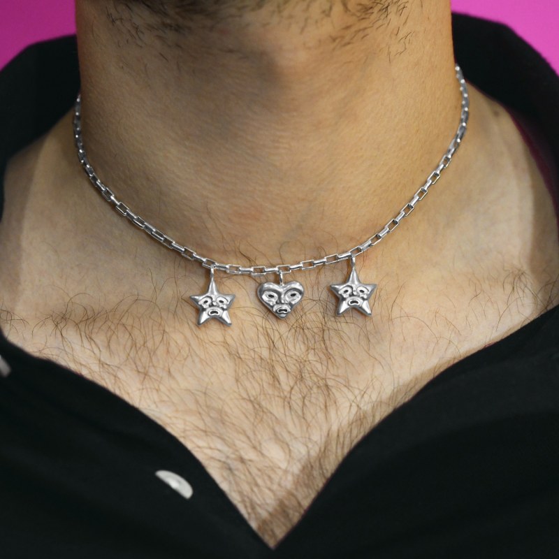 Thumbnail of Silver Star And Heart Choker image