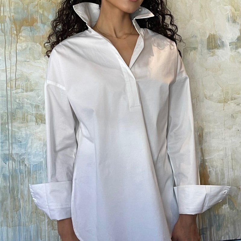 Thumbnail of Organic Stretch Cotton Oversized Pullover White Shirt - The Murray image