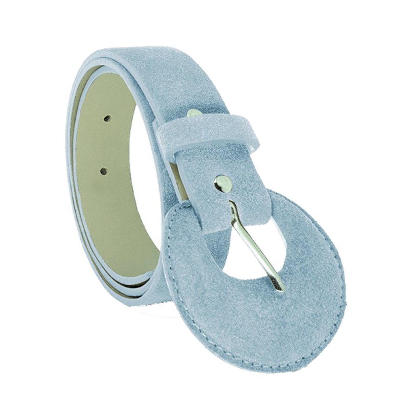 Light Blue Suede Leather Belt