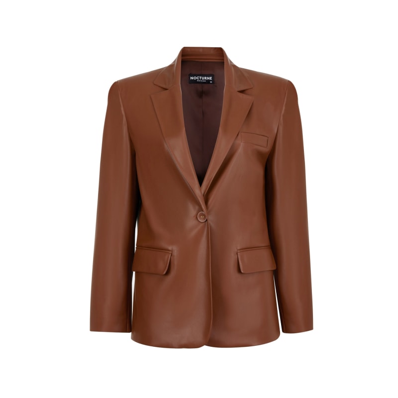 Thumbnail of Camel Shoulder Pad Pleather Jacket image