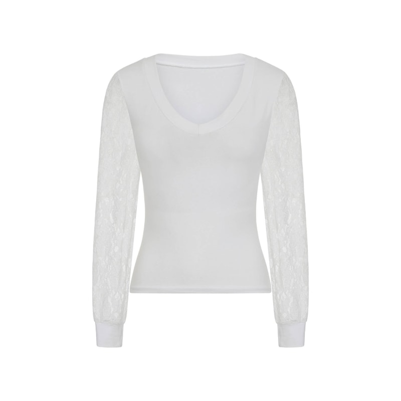 Thumbnail of White Cotton V-Neck Top image