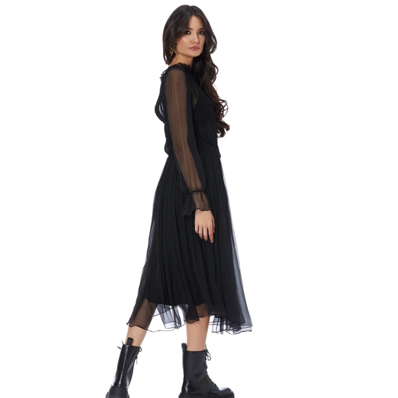 Thumbnail of Christina Midi Black Silk Dress image