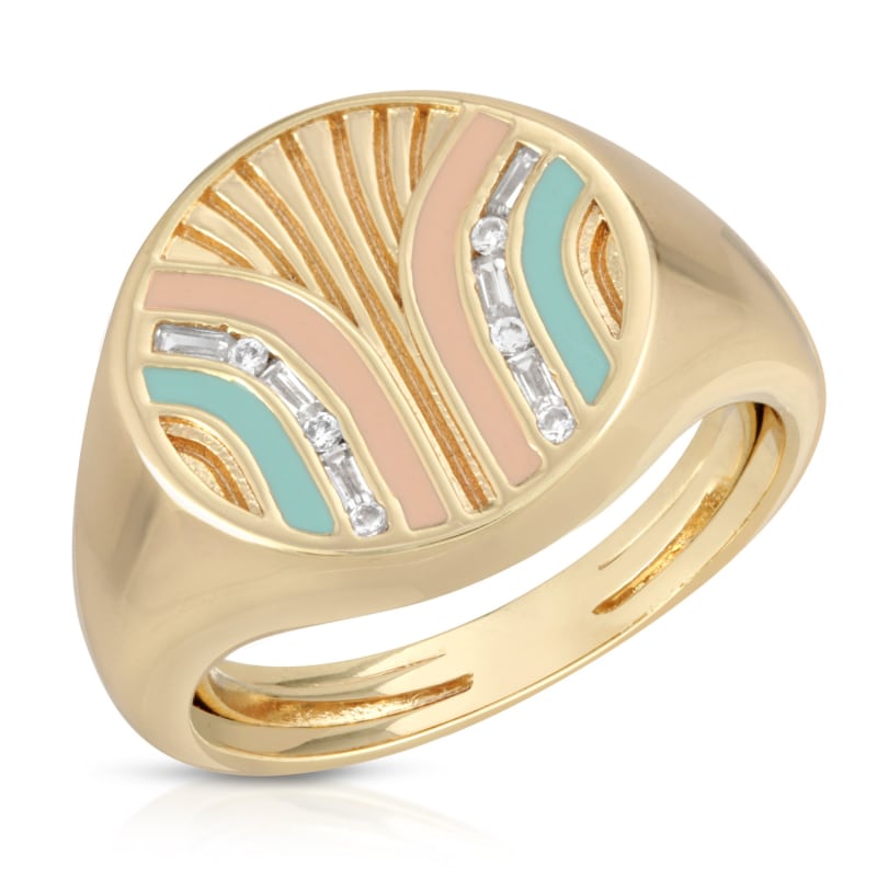 Thumbnail of South Beach Signet Ring Coral & Mint image