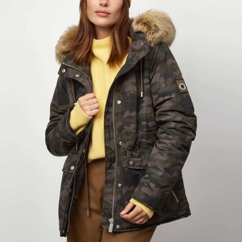 Short parka with faux fur hood store