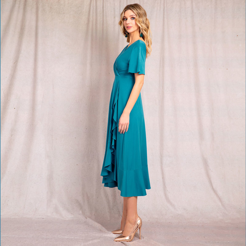 Thumbnail of Waterfall Midi Special Occasion Dress In Celestial Blue image