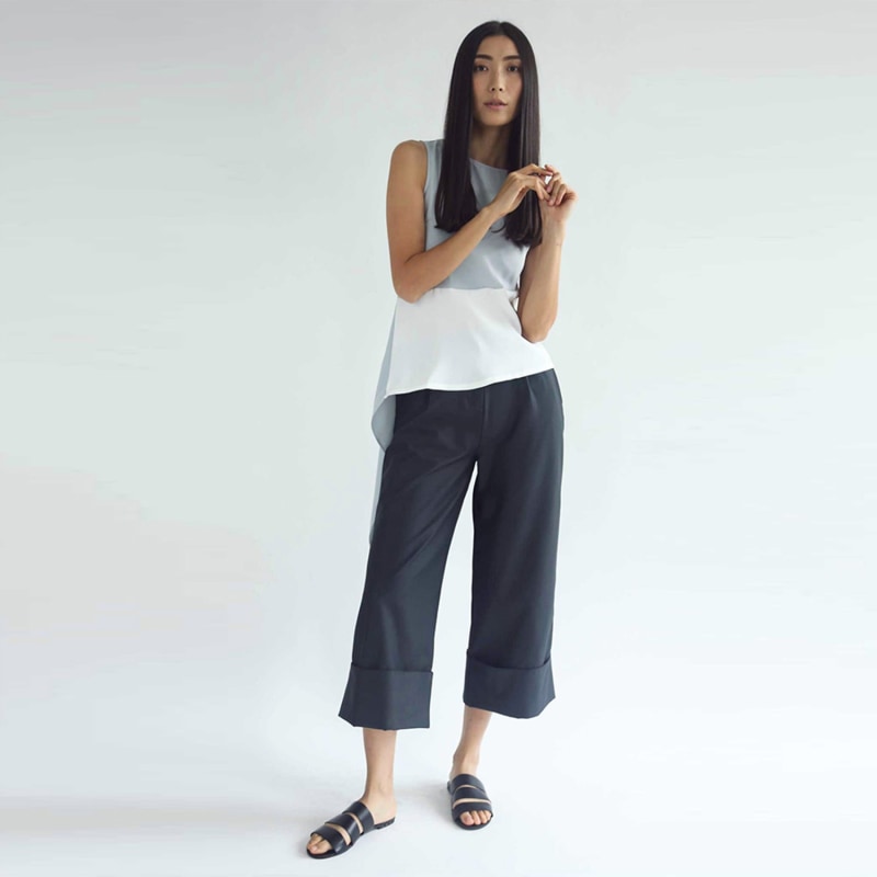 Thumbnail of Rosenburg High Waist Wide Cuff Trousers In Forest Green image