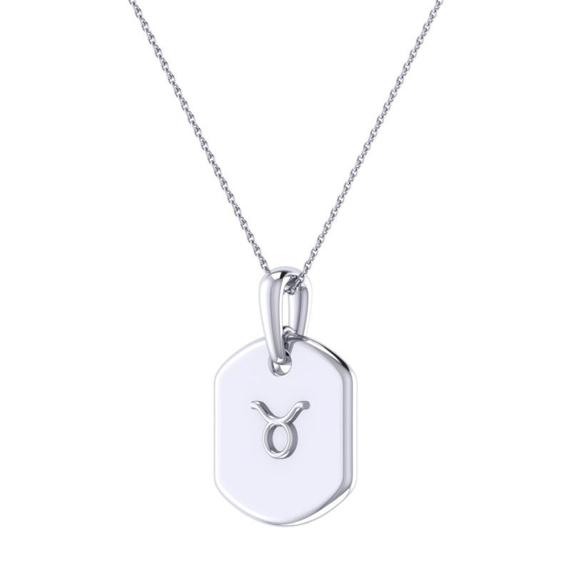 Thumbnail of Taurus Bull Emerald & Diamond Constellation Tag Pendant Necklace In Sterling Silver image