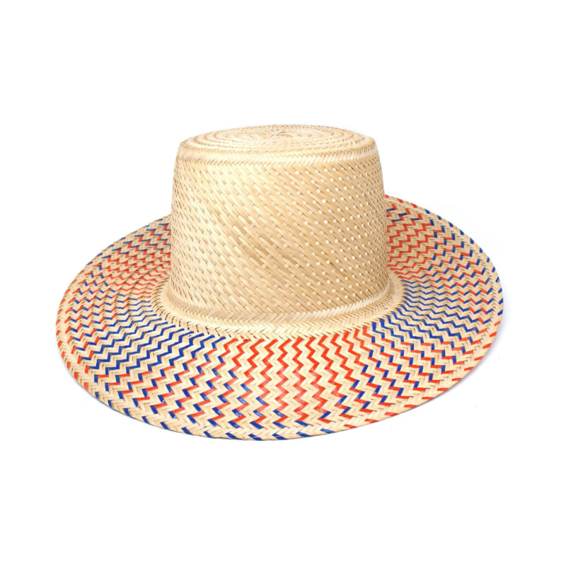 Thumbnail of Luz Red & Blue Short Brim Straw Hat image