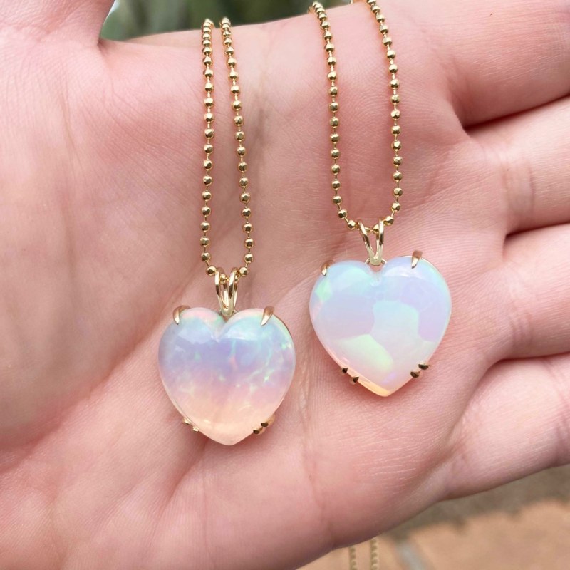 Thumbnail of Welo Opal Puffy Heart Necklace image