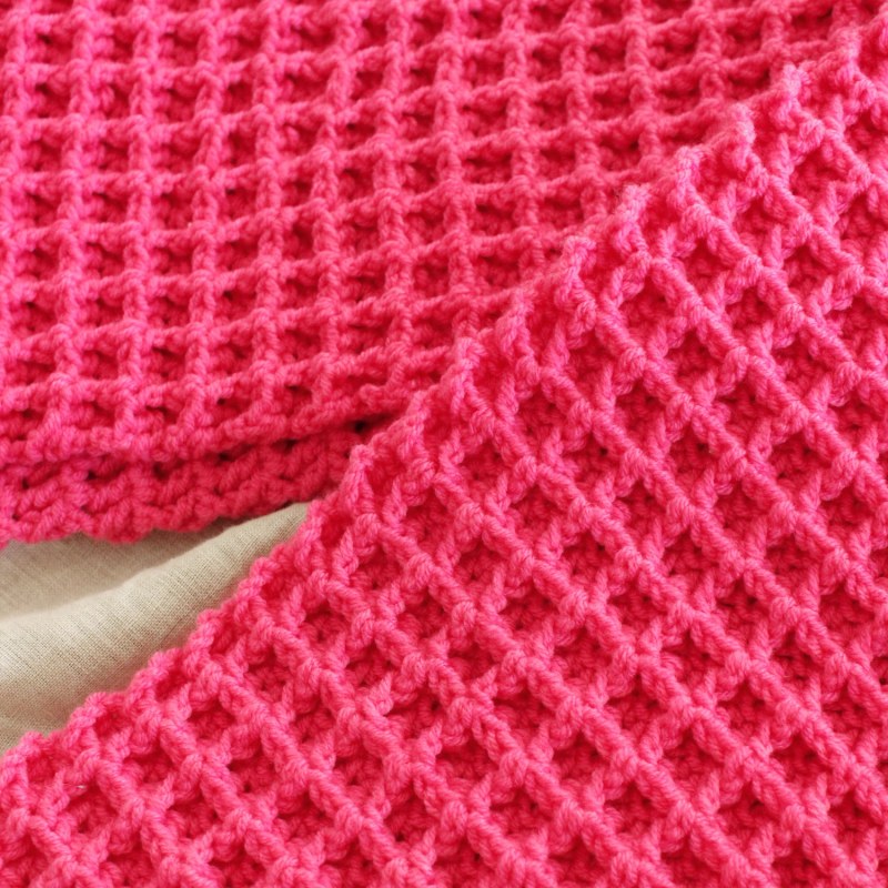 Thumbnail of Waffle Crochet Scarf In Hot Pink image