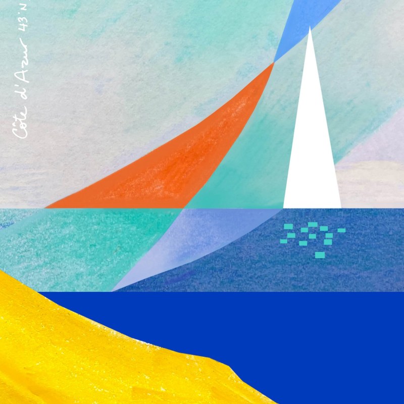 Thumbnail of Sailboat On Abstract Sea: French Riviera Poster Print image