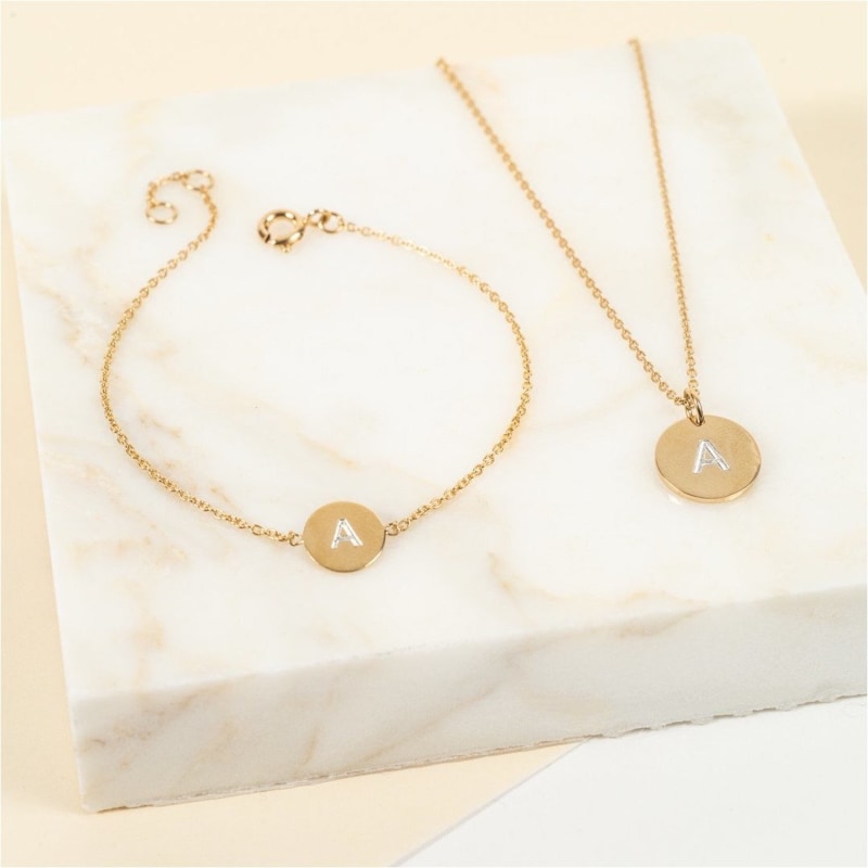 Thumbnail of Westwick Yellow Gold Vermeil Disc Initial Necklace image