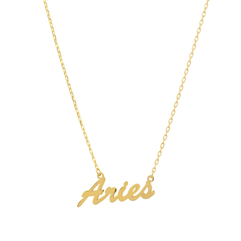 Thumbnail of Zodiac Star Sign Name Necklace Gold Aries image