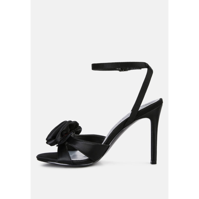 Thumbnail of Chaumet Black Rose Bow Satin Heeled Sandals image