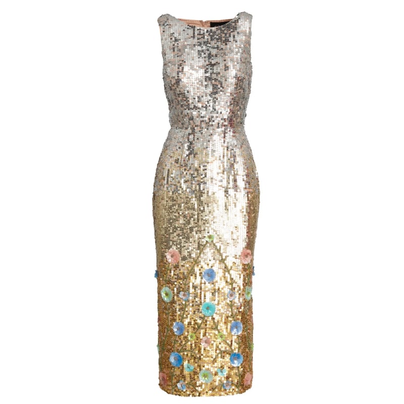 Metallic Ombre Floral Embellished Sleeveless Midi Dress Ieena For Mac Duggal Wolf Badger
